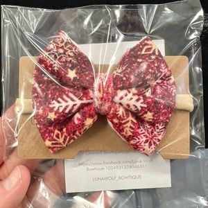 Red Snowflake Velvet Christmas Bow
